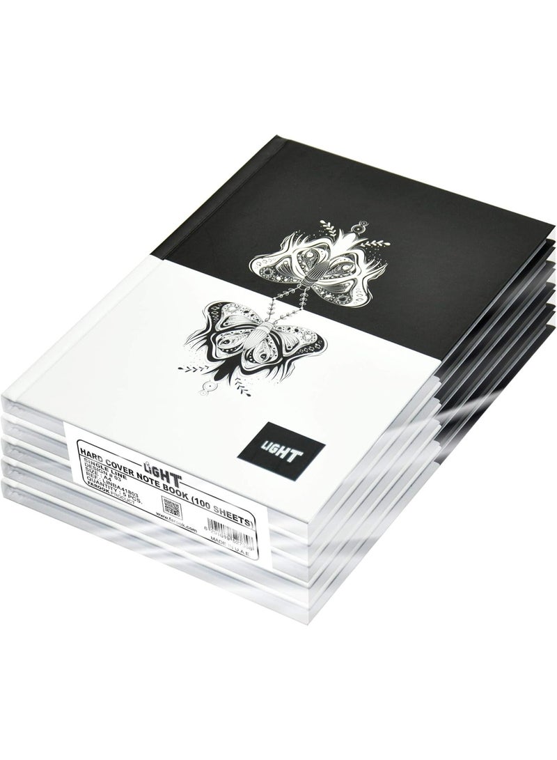 FIS Light Hard Cover Notebook, Pack of 5 Pieces, Single Line, A4 Size, 100 Sheets - LINBA41803 - Image 1